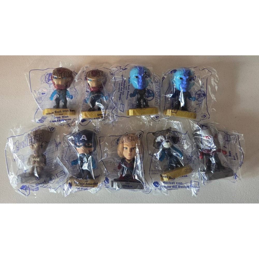 Marvel Avengers McDonalds Happy Meal Toys Lot 9 Sealed Iron Man Groot 2019 - Picture 1 of 16